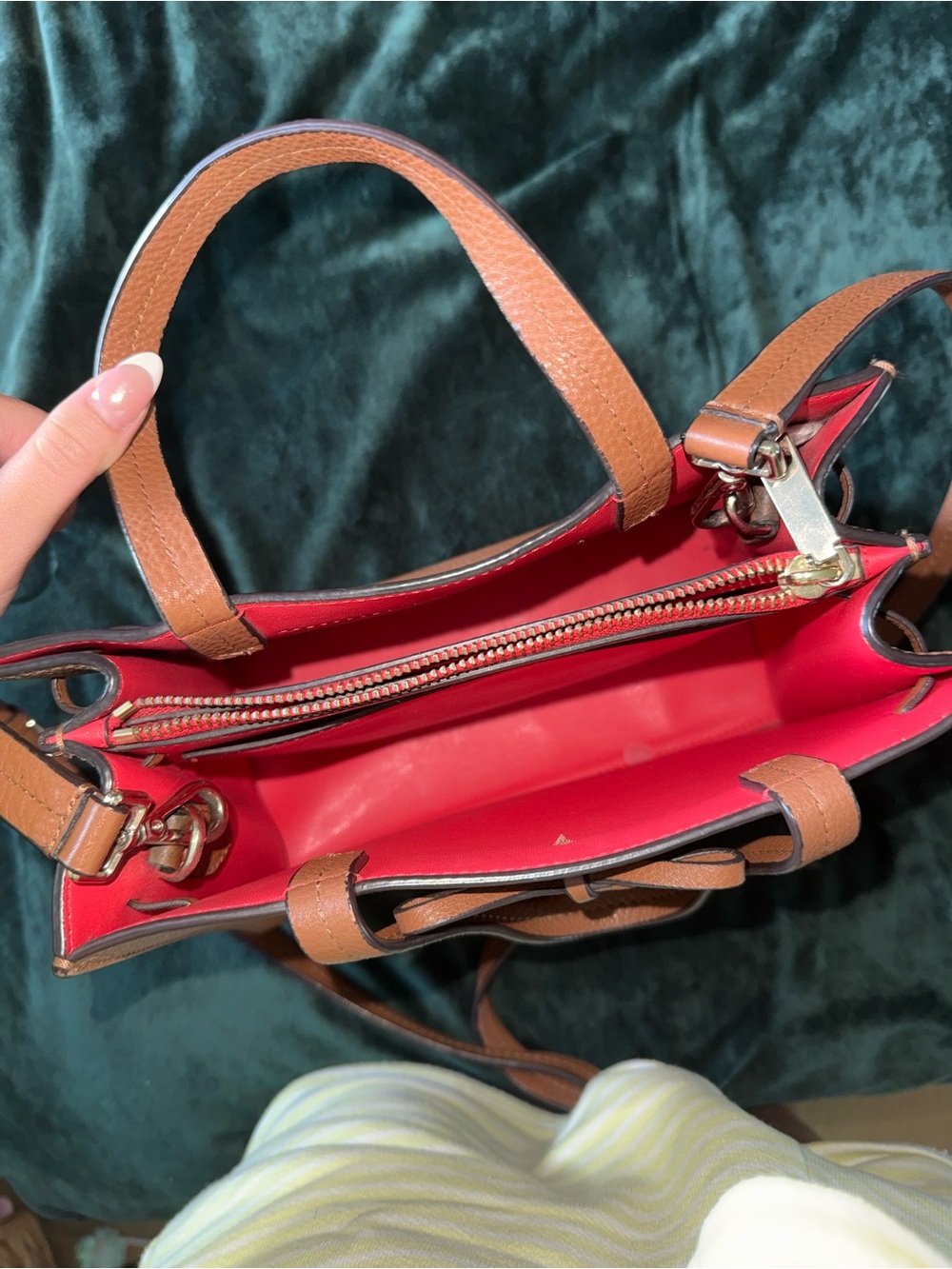 kate spade Pebbled Leather Tassel Tote in Cognac Brown - Picture 2 of 3
